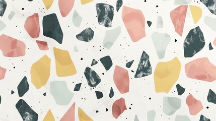 Sophisticated minimalist terrazzo pattern in muted shades for a stylish and contemporary wallpaper design.