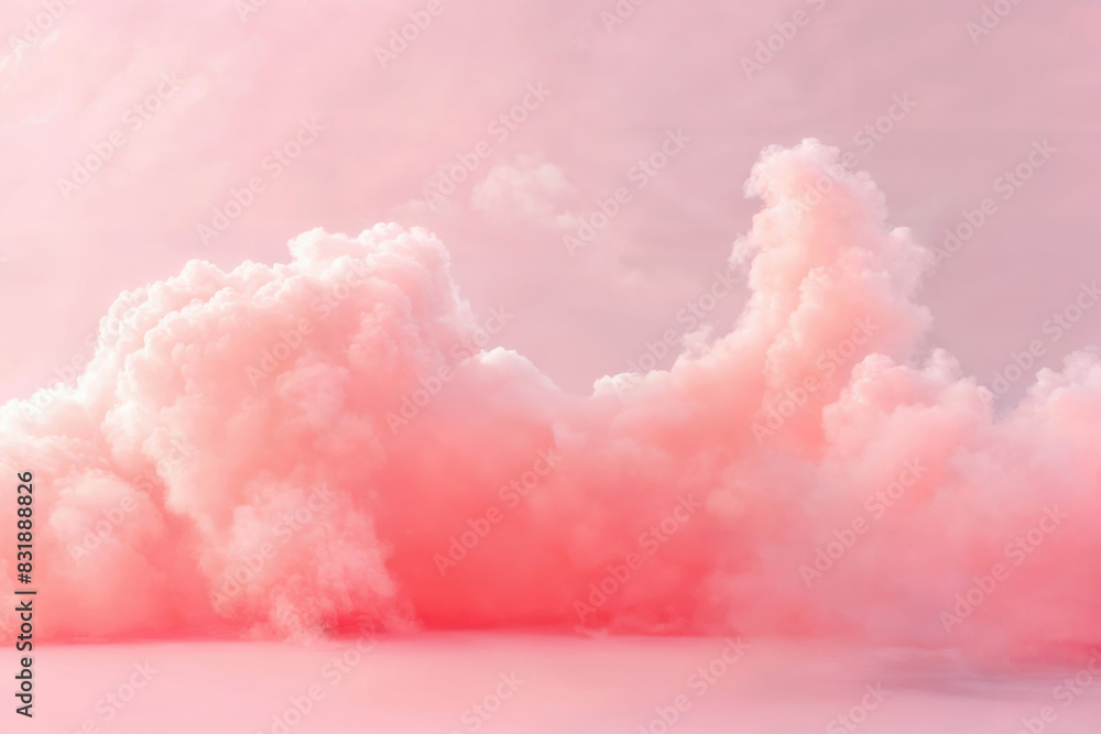 Poster fluffy pink clouds in a dreamy sky, creating a serene and ethereal atmosphere perfect for creative a