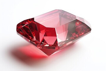 Red gemstone on white background