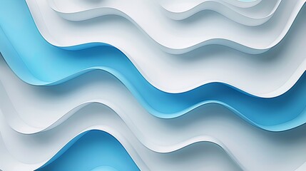 Fototapeta premium A modern blue wave pattern on a white matte paper texture