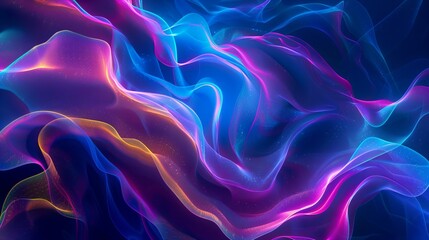 Obraz premium Vibrant, swirling abstract waves in neon colors, glowing with electric energy