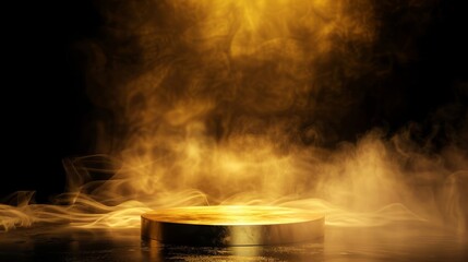 Golden pedestal shrouded in swirling smoke adds to its mystique