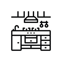 Black line icon for kitchen 