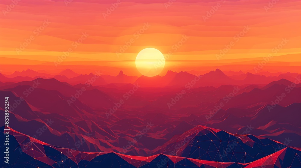 Canvas Prints A pixelated sunrise, with warm gradients and sharp edges, heralding a new digital day