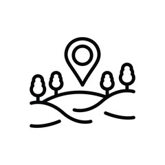 Black line icon for land 
