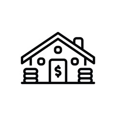 Black line icon for mortgage 