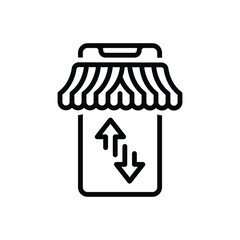 Black line icon for buy sell 