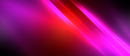 Obraz premium Neon dynamic diagonal light rays background. Techno digital geometric concept design for wallpaper, banner, presentation, background