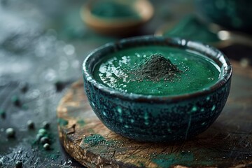 Spirulina Smoothie - Deep green with a sprinkle of spirulina powder. 