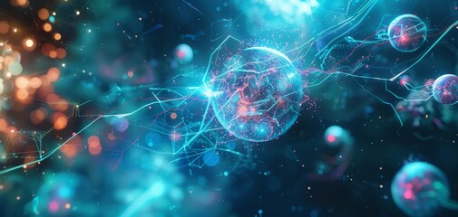 Design a futuristic, 3D mind-map with a metallic sheen and neon highlights, merging art and science seamlessly