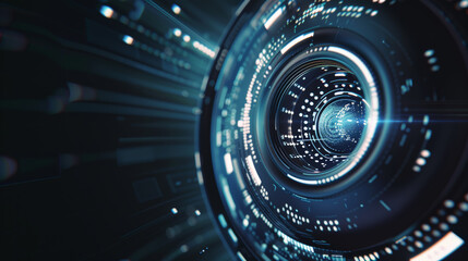 An intricate digital lens flare symbolizing advanced technology and futuristic innovation.