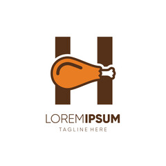 Letter H Chicken Thighs Logo Design Vector Icon Graphic Emblem Symbol Illustration