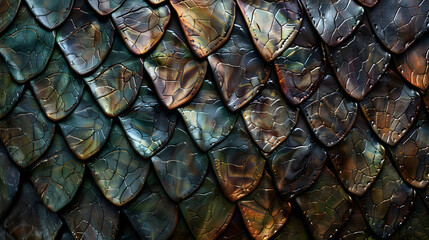 Fototapeta premium Dragon scales shiny skin texture