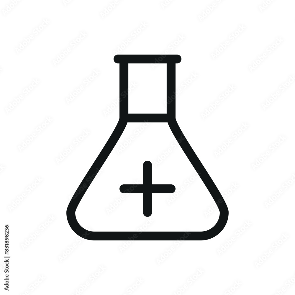 Poster mixture isolated icon, pharmaceutical mixture flask vector symbol with editable stroke