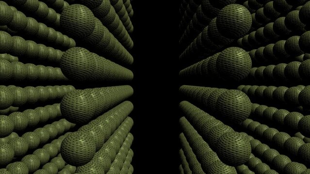 abstract 3d background. rows of green balls
