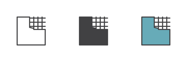 Reinforced wall different style icon set