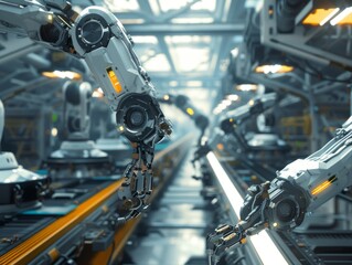 Worms-eye view of an automated assembly line