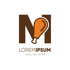 Letter M Chicken Thighs Logo Design Vector Icon Graphic Emblem Symbol Illustration