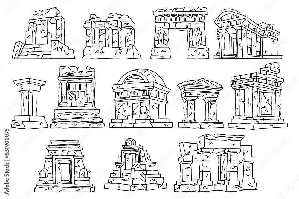 Poster the image is a set of twelve different architectural designs