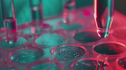 Antibody testing kit in use, close-up, precise droplets, high-detail, clinical lighting 