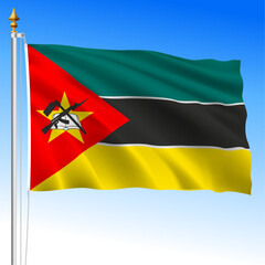 Mozambique, official national waving flag, african country, vector illustration