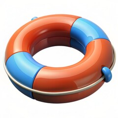3D Render of a Life Preserver Ring, on isolated white background, Generative AI