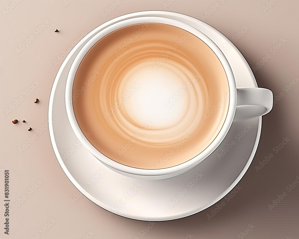 Poster latte flat design top view elegant theme 3d render analogous color scheme