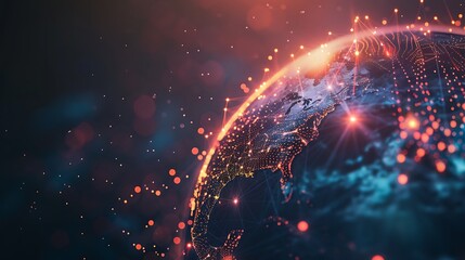 background illustration of globe with highlight region represent global business expansion