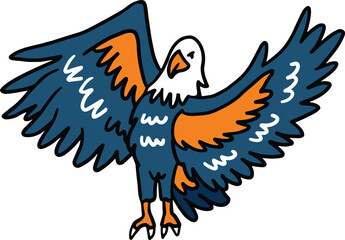 A bird with black beak and feet is flying in the air