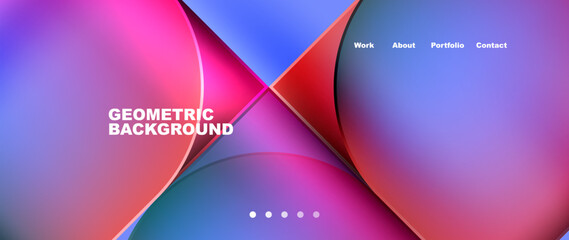 Bright colorful squares with round elements minimal geometric background. Vector Illustration For Wallpaper, Banner, Background, Card, Book Illustration, landing page