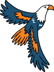 A bird with black beak and feet is flying in the air