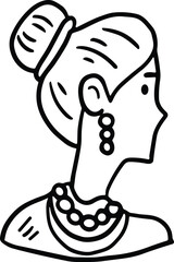 A woman with a head scarf and beads on her head