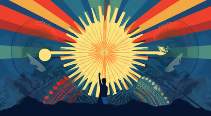 Philippine Independence Day, colorful graphic background wallpaper. AI generated.