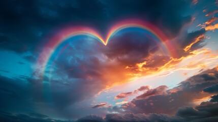 Naklejka premium Imagine a captivating long shot capturing a rainbow stretching across vast