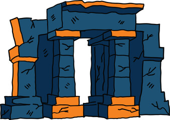 A stone building with a doorway and a window