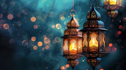 Obraz premium arabic lantern of ramadan celebration background illustration
