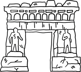 A stone building with a doorway and a window