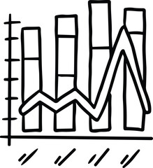 A graph with a line going up and a box with a number on it