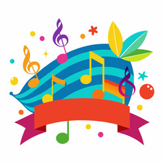 vector-banner-music-notes-colourful-on-white-back