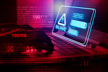 Malware attack virus alert , malicious software infection , cyber security awareness training to...