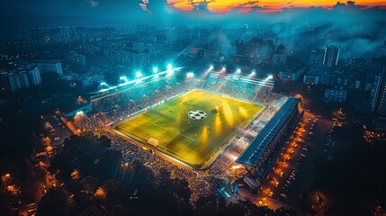 Fototapeta premium Aerial View of a Soccer Stadium