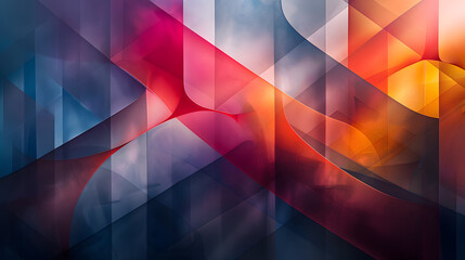 An abstract background with overlapping transparent shapes. Use a mix of geometric forms in different colors and opacities, creating a layered, three-dimensional effect that draws the viewer's