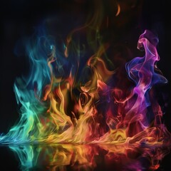 Fototapeta premium Colorful Smoke Wave Art on Black Background