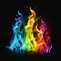 Colorful Smoke Wave Art on Black Background