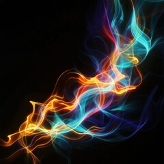 Obraz premium Colorful Smoke Wave Art on Black Background