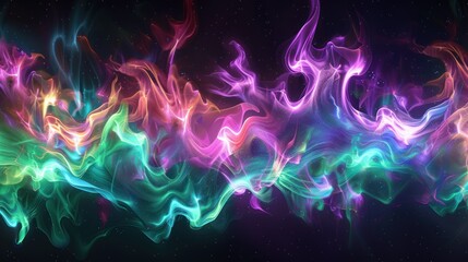 Colorful Smoke Wave Art on Black Background