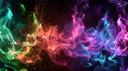 Colorful Smoke Wave Art on Black Background
