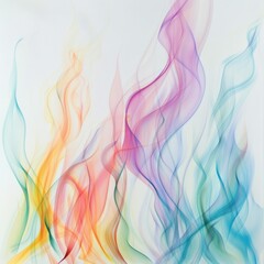 Fototapeta premium Colorful Smoke Waves in White Space