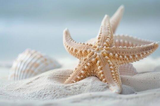 starfish on the white sand on the beach