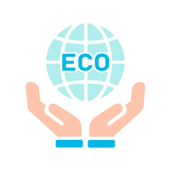 Vector icon illustration with an ecology theme (earth and hand motif)